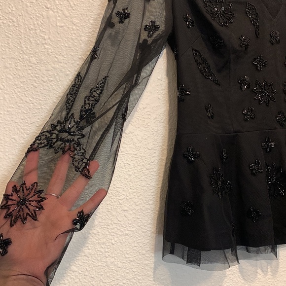 Adrianna Papell | Beaded Long Sleeve Top - Picture 4 of 9